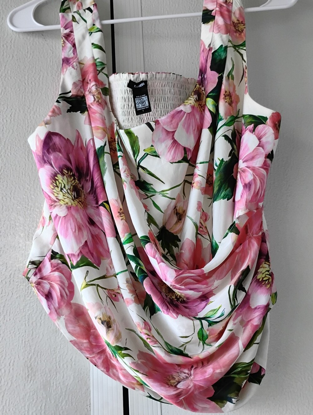 Floral Pink Drape Tank Top - Women
